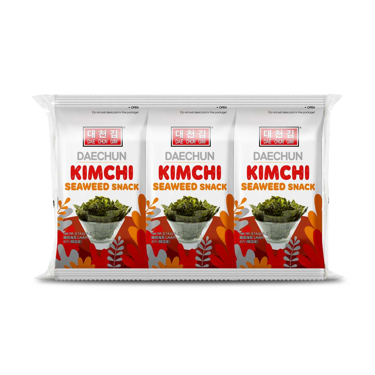 Daechun, kimchi-maitseline merevetika snäkk 3-pakk, 12g (aegub peagi)