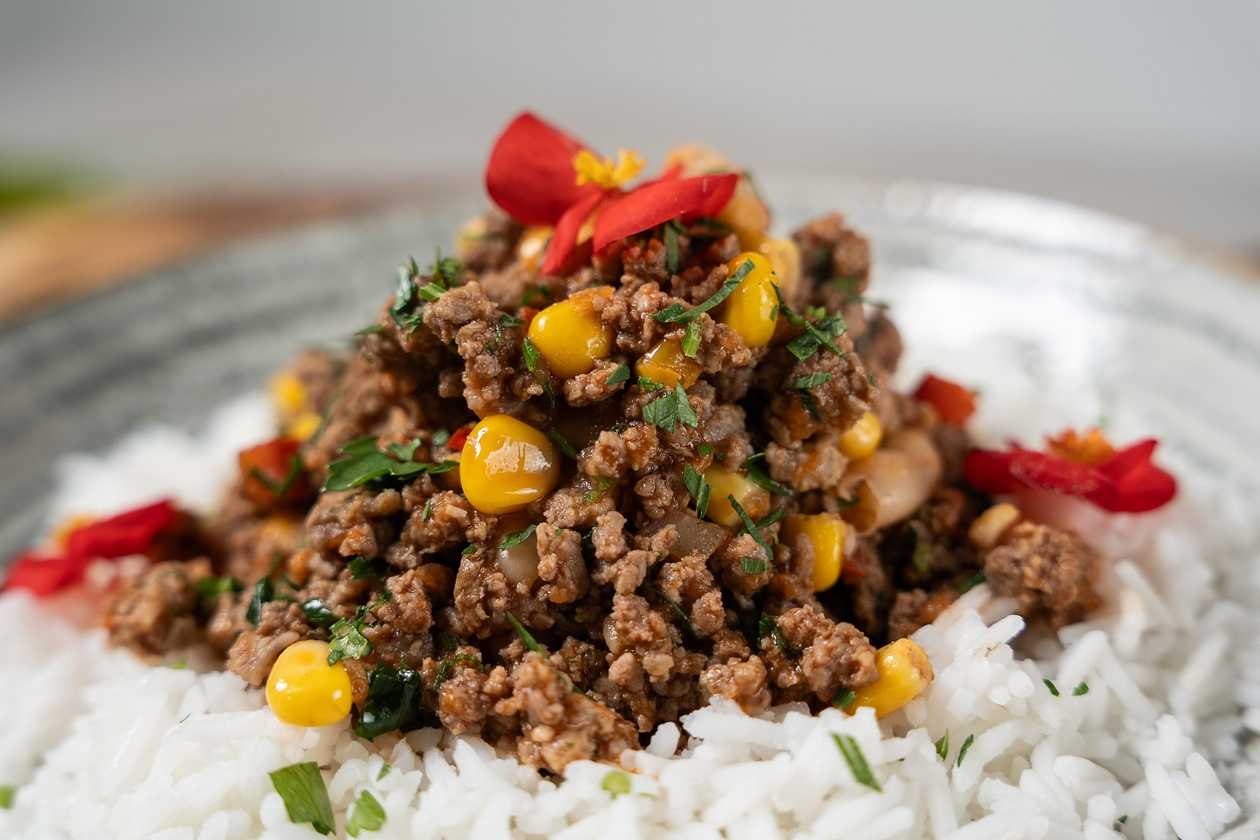 Angus Beef Chilli con carne with basmati rice