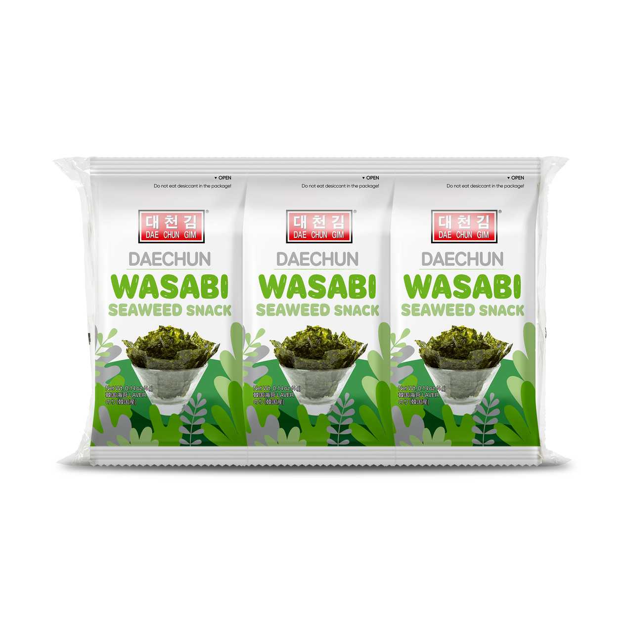 Daechun, Wasabi-Flavored Seaweed Snack 3-Pack, 12g (expires soon)