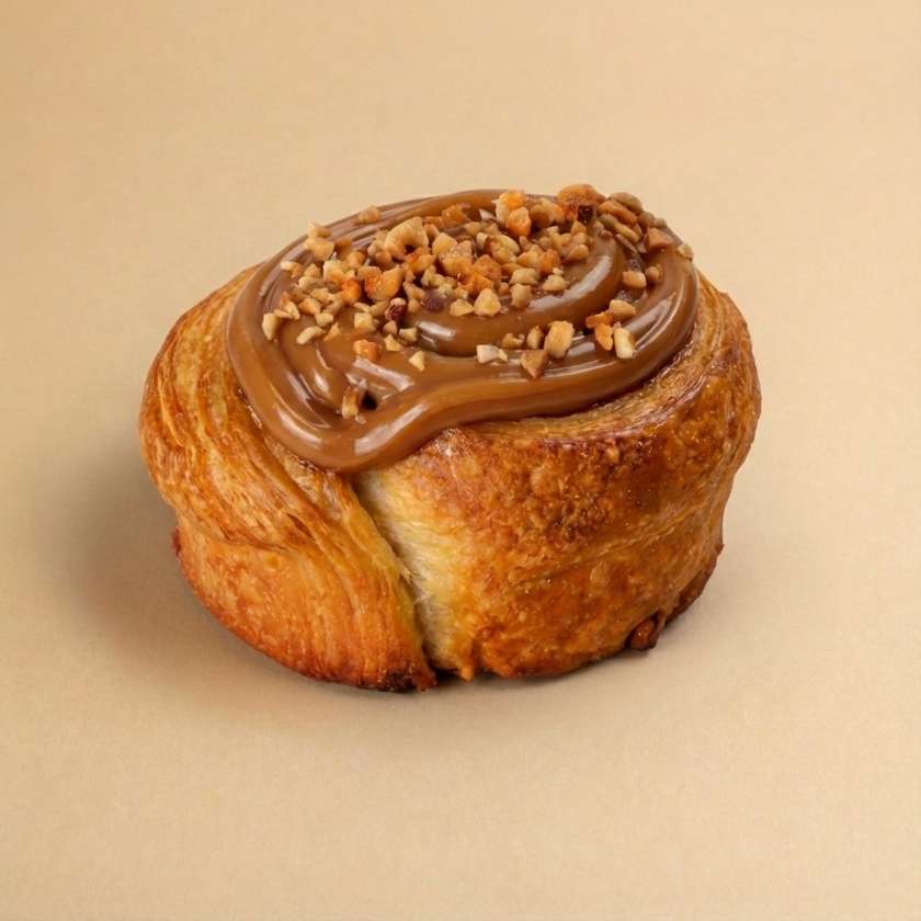 Peanut and caramel bun