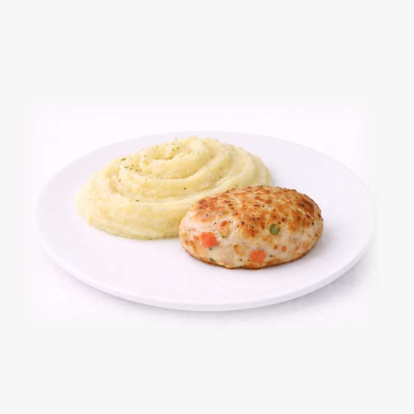 Chicken Cutlet with Vegetables and Mashed Potatoes