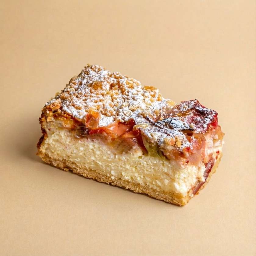 Rhubarb-strawberry curd cake