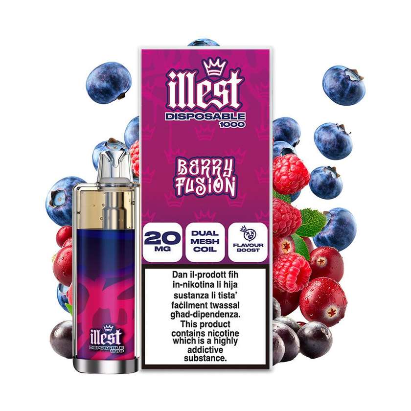 Illest 1000 Puffs Disposable Vape Berry Fusion 20mg