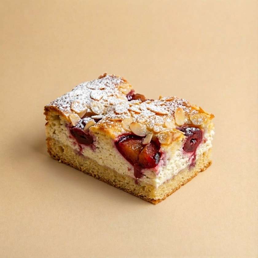 Plum-cherry curd cake