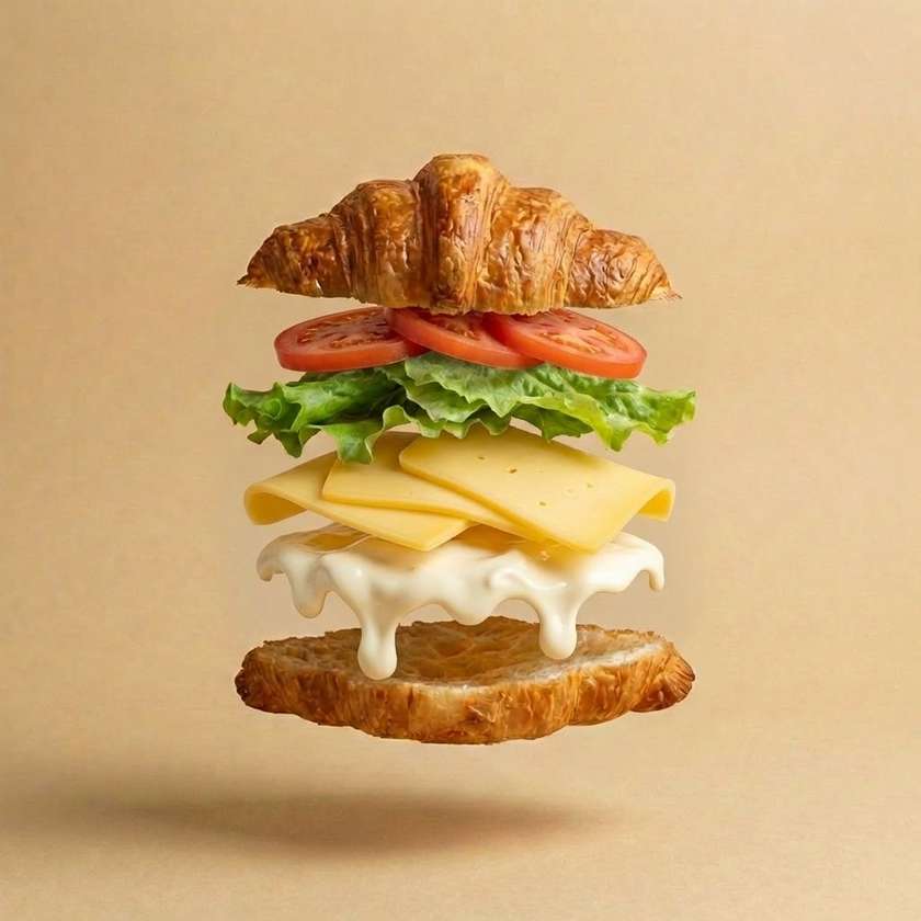 Croissant with Cheese and Tomato