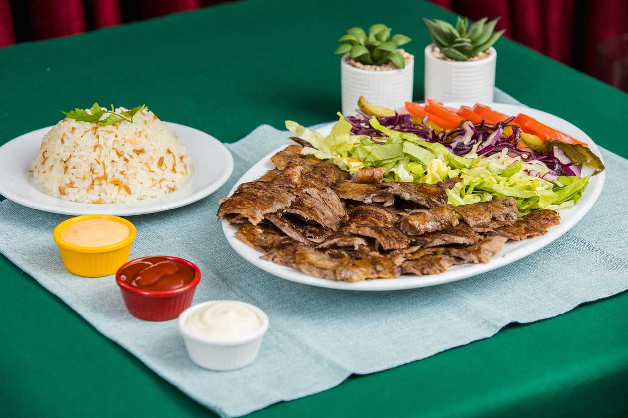 Small plate menu with beef rice