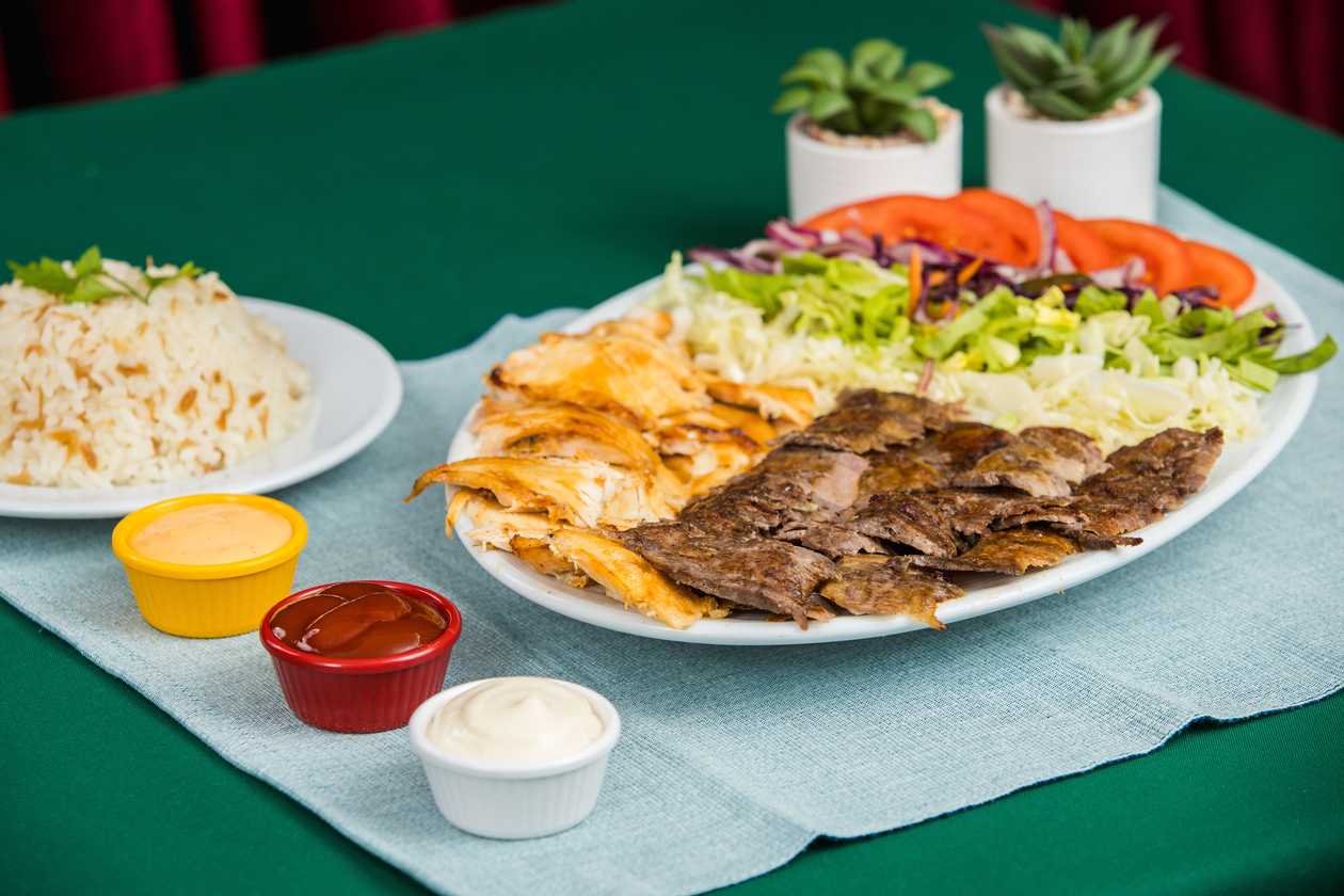 Large mixed plate menu with rice