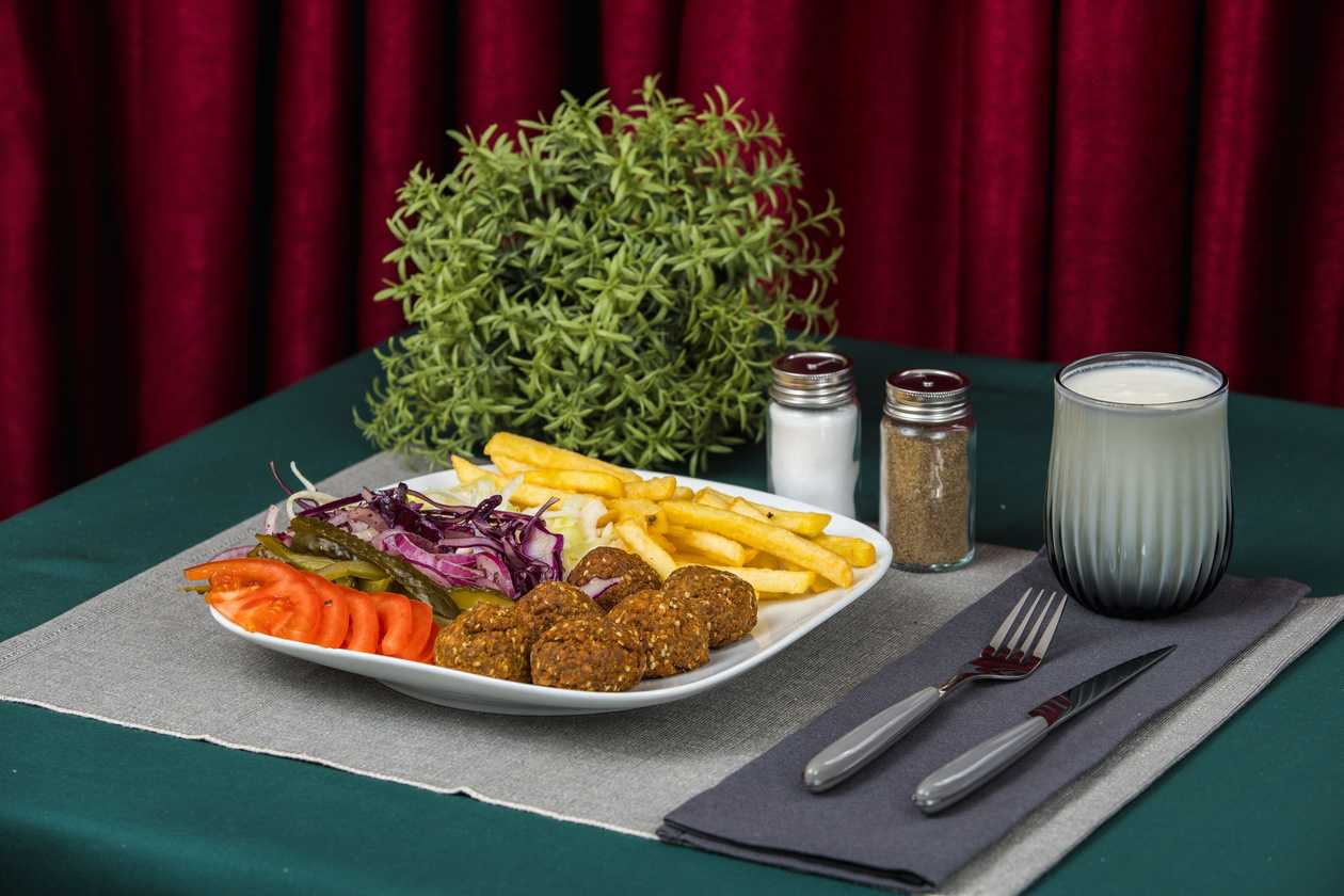 Large falafel plate with rice