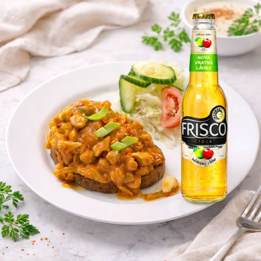 Akce - Topinky s masovou směsí + 0,33 vychlazené Frisco zdarma