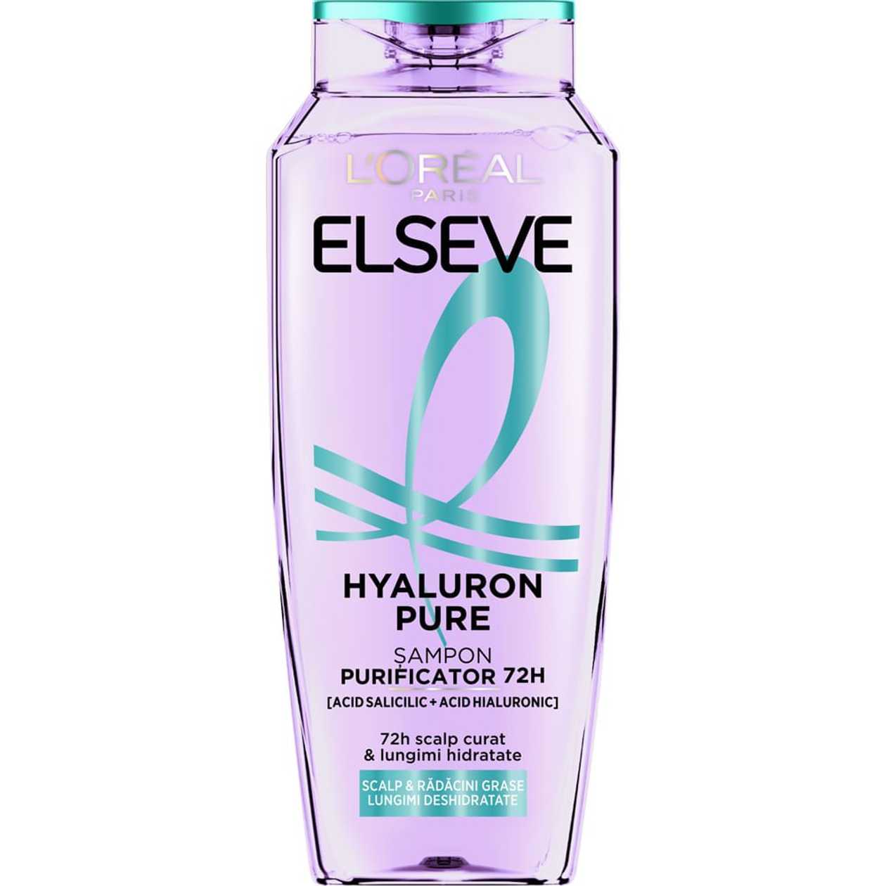 Sampon purificator L'Oreal Paris Elseve Hyaluron Pure pentru scalp, radacini grase si lungimi deshidratate, 400 ml