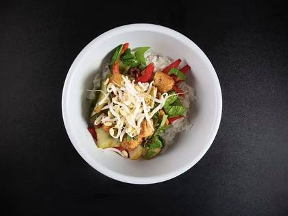 Grilled Tofu with Vegetables, Pak Choi and Chili