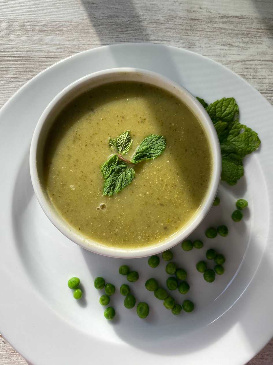 Creme de Ervilhas e Hortelã