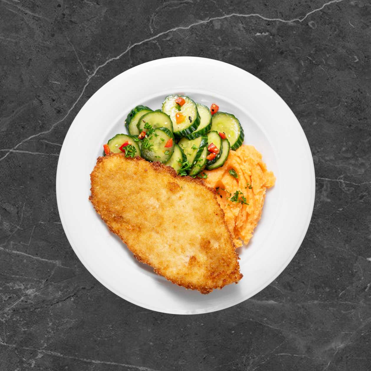 Crispy chicken schnitzel