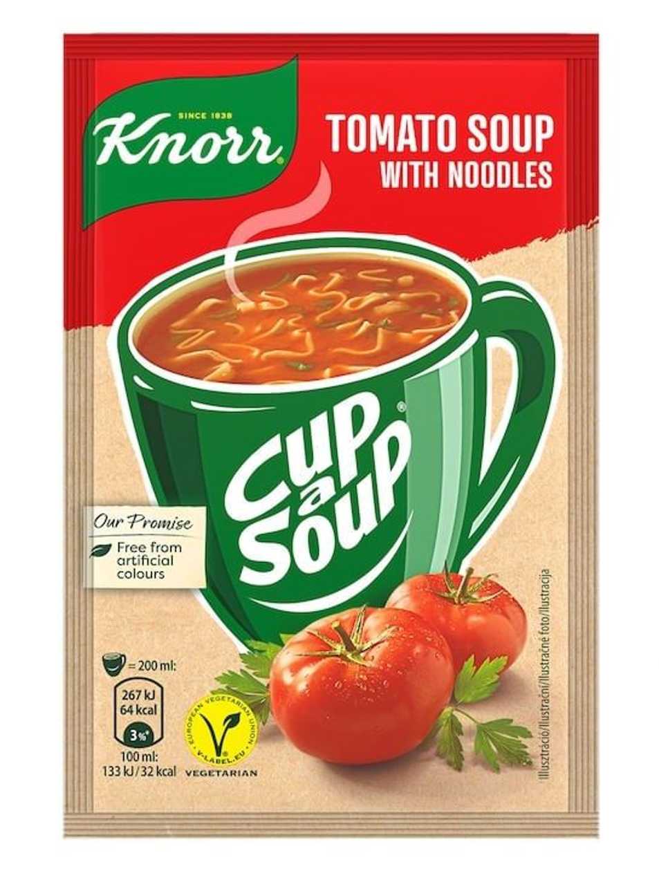 Supa instant de rosii cu taitei Knorr, 19 g