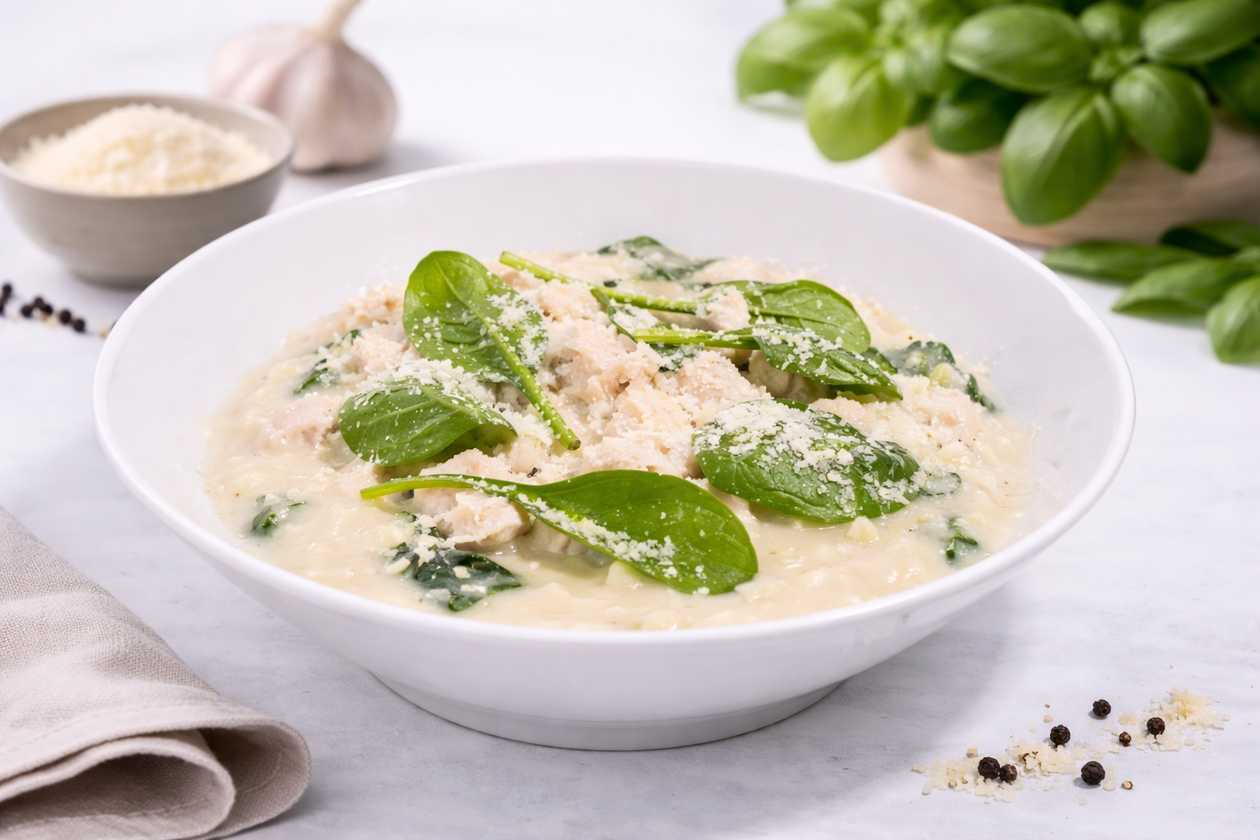 Risotto pollo e spinaci