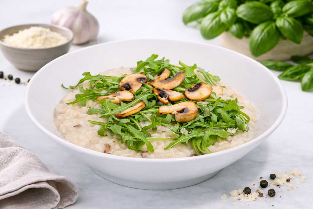 Risotto funghi e rucolla