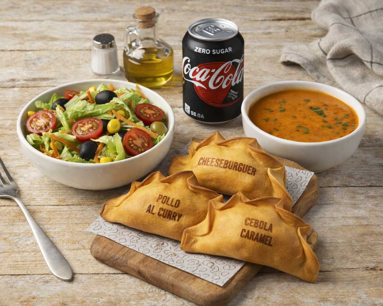 3 Muns + Bebida + Sopa ou Salada