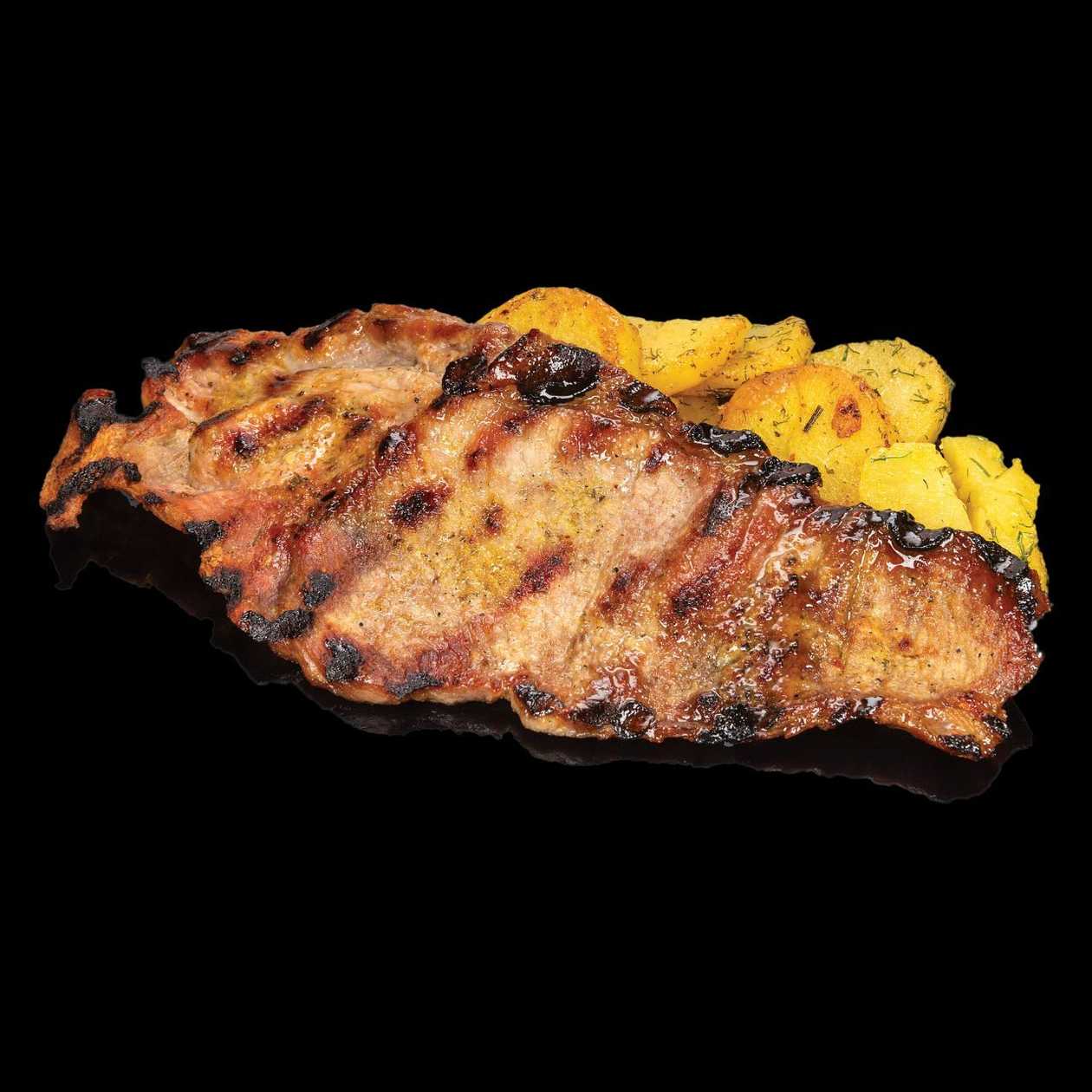 Свинска вратна пържола с картофи соте