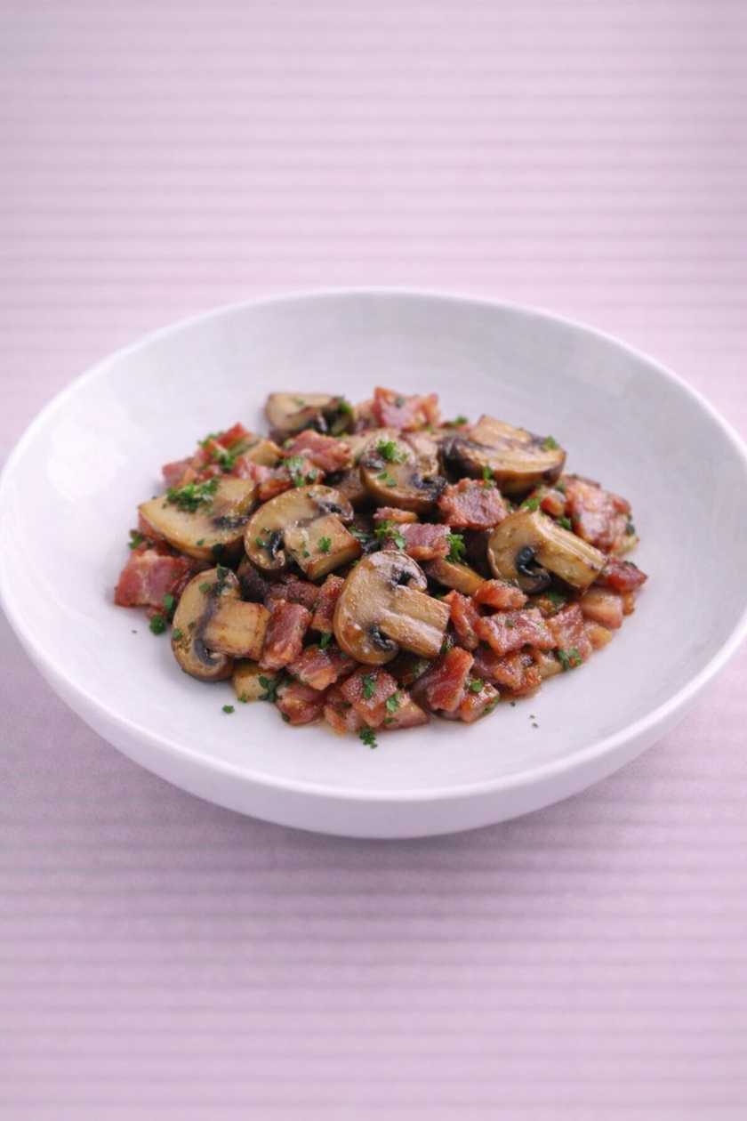 Žampiony se slaninou