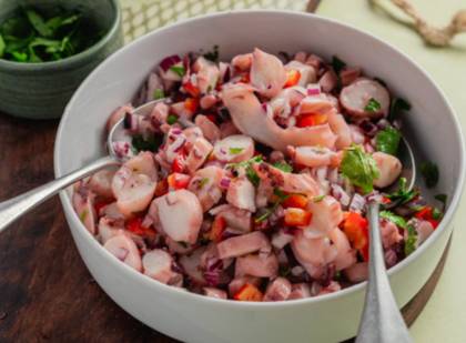 Octopus Salad Kasa Crioula Style with Spice Bread