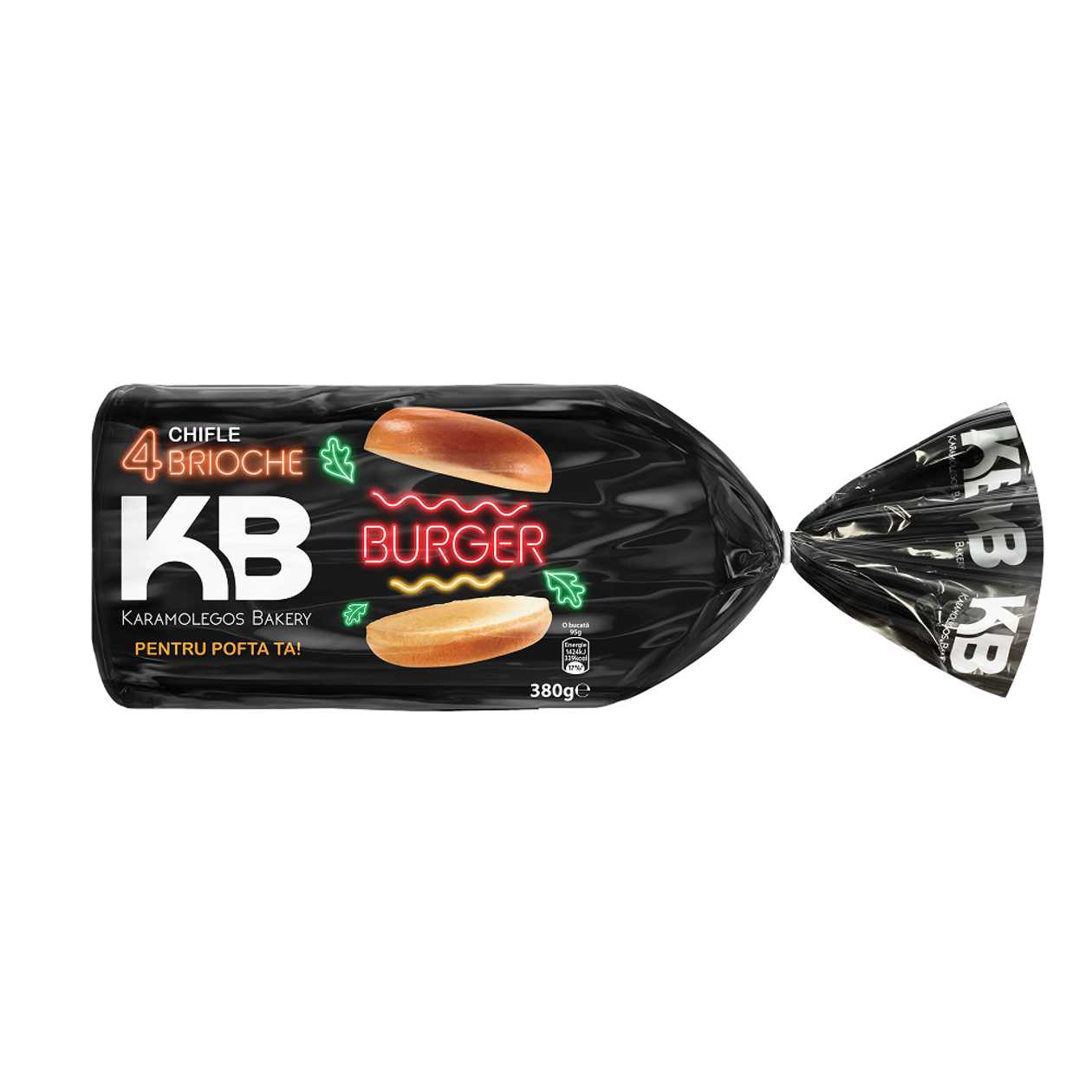 KB, Chifla Burger Brioche, 4 x 95 g (expiră în curând)