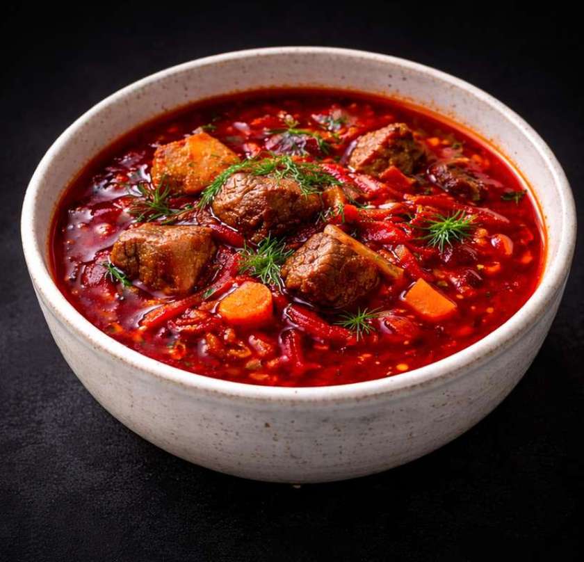 Tradiční boršč s hovězím masem