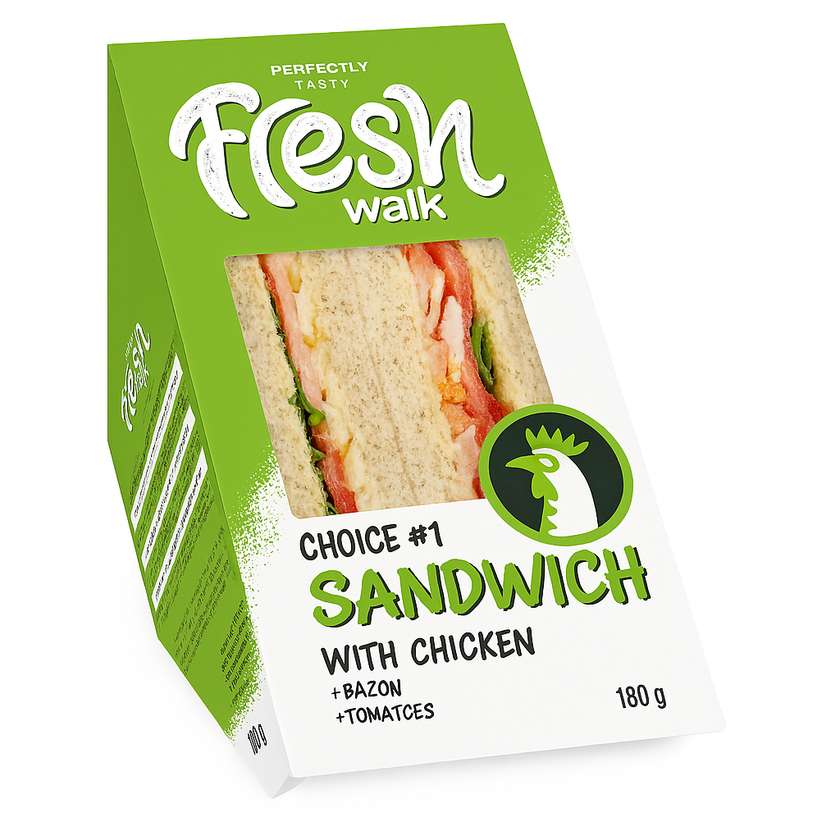 Triangle Sandwich with Chicken, Bacon, and Tomatoes 180g