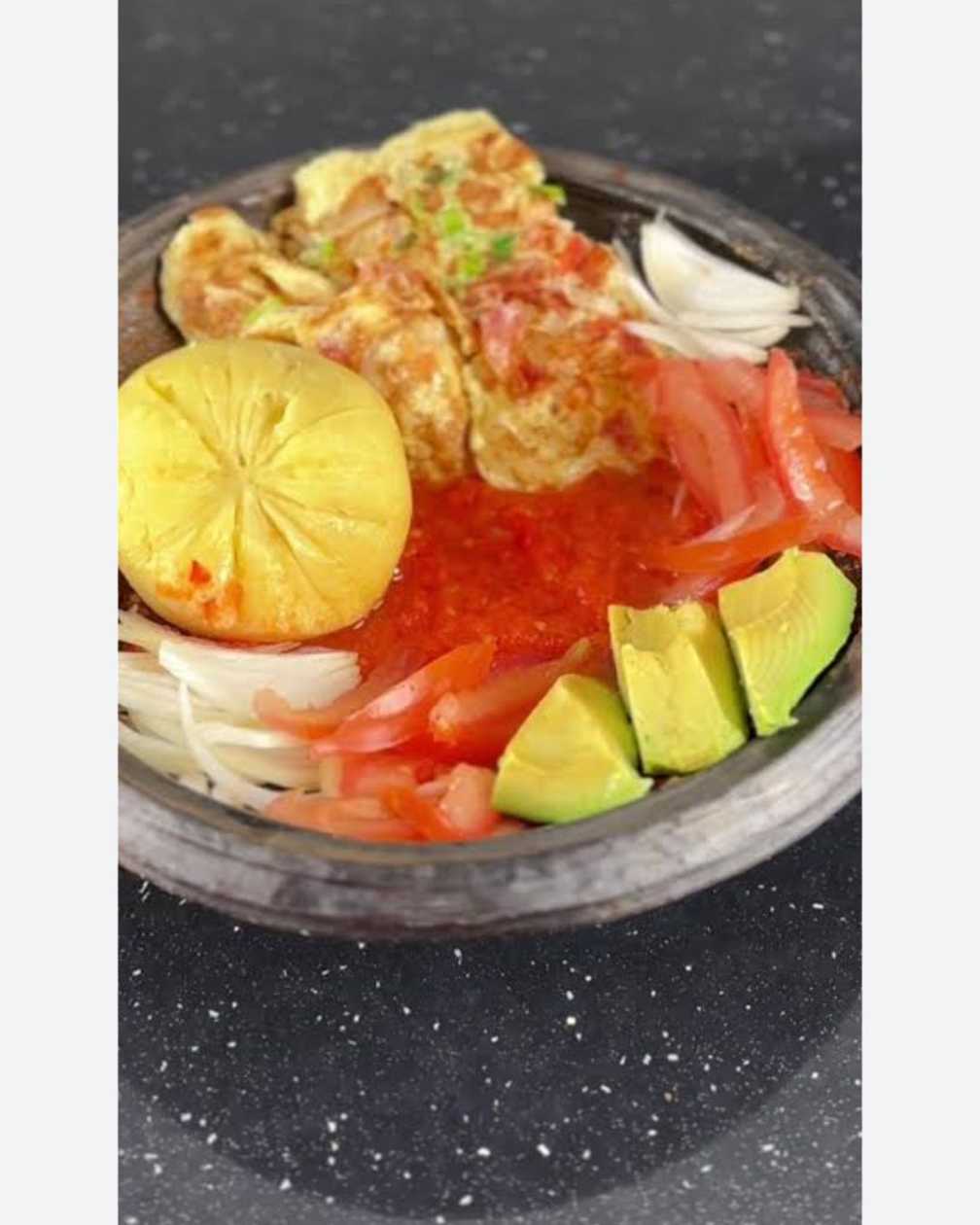 Banku with fried egg/ Sardine.
