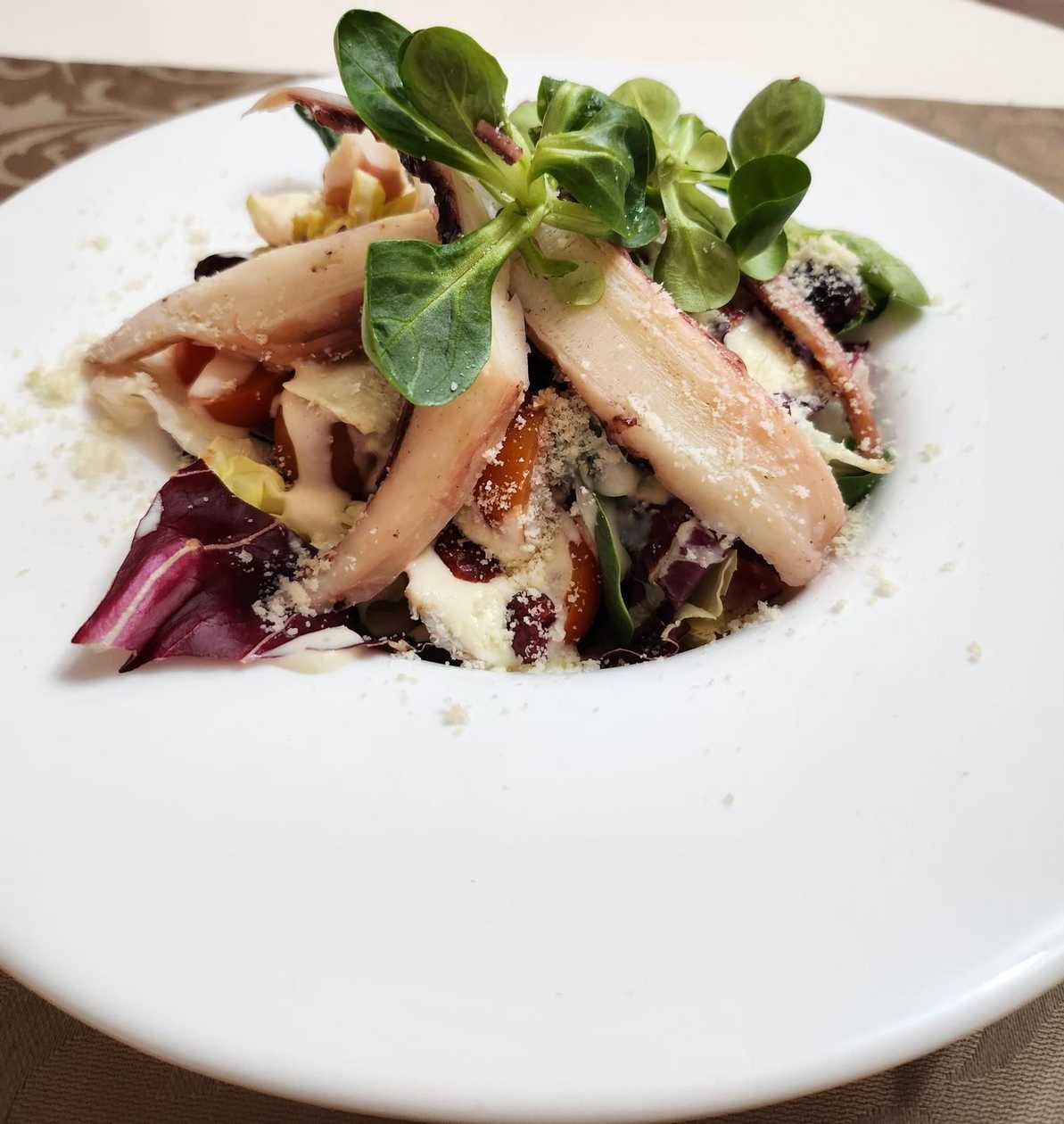 SALATA CU TENTACULE DE CALAMARI ROSII CHERY SI CAJU