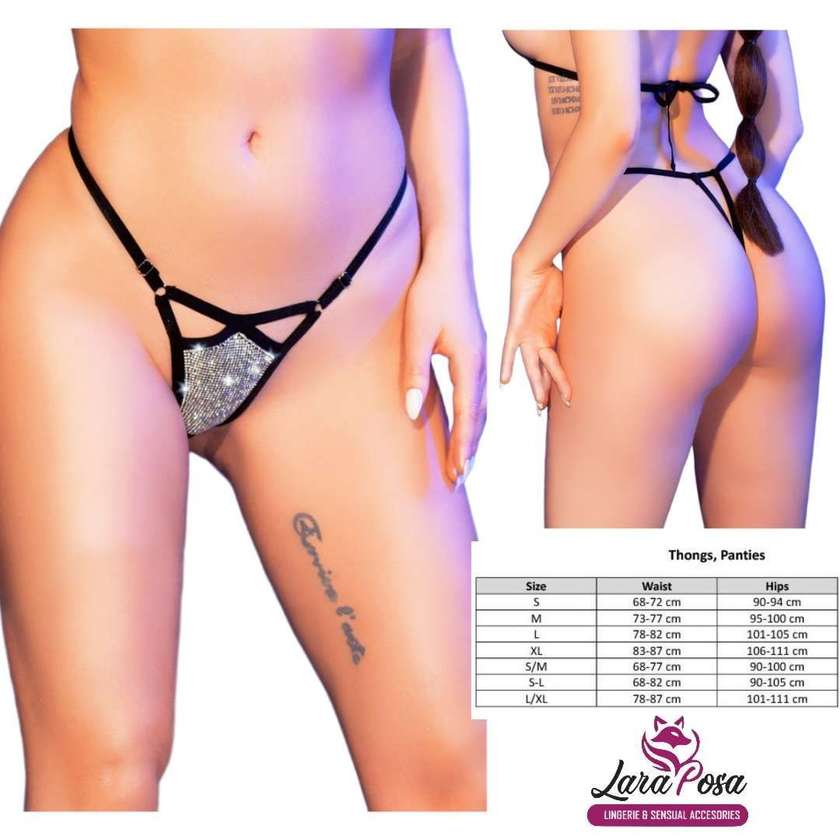 Cueca Fio Dental Prateado com Cristais