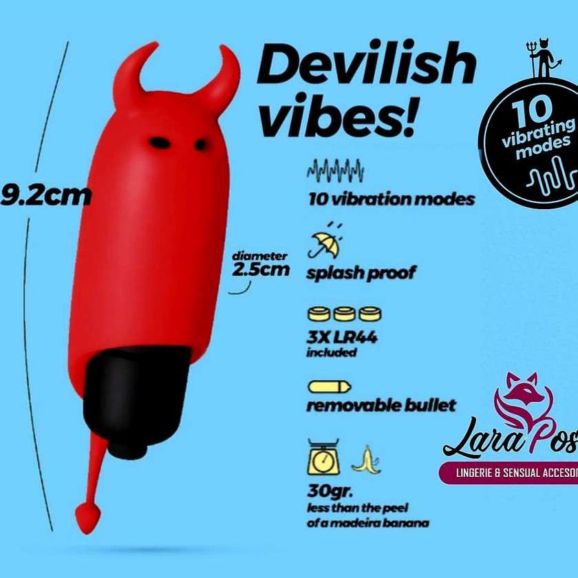 O-pet Diabo com Bala de 10 Vibrações Vermelho