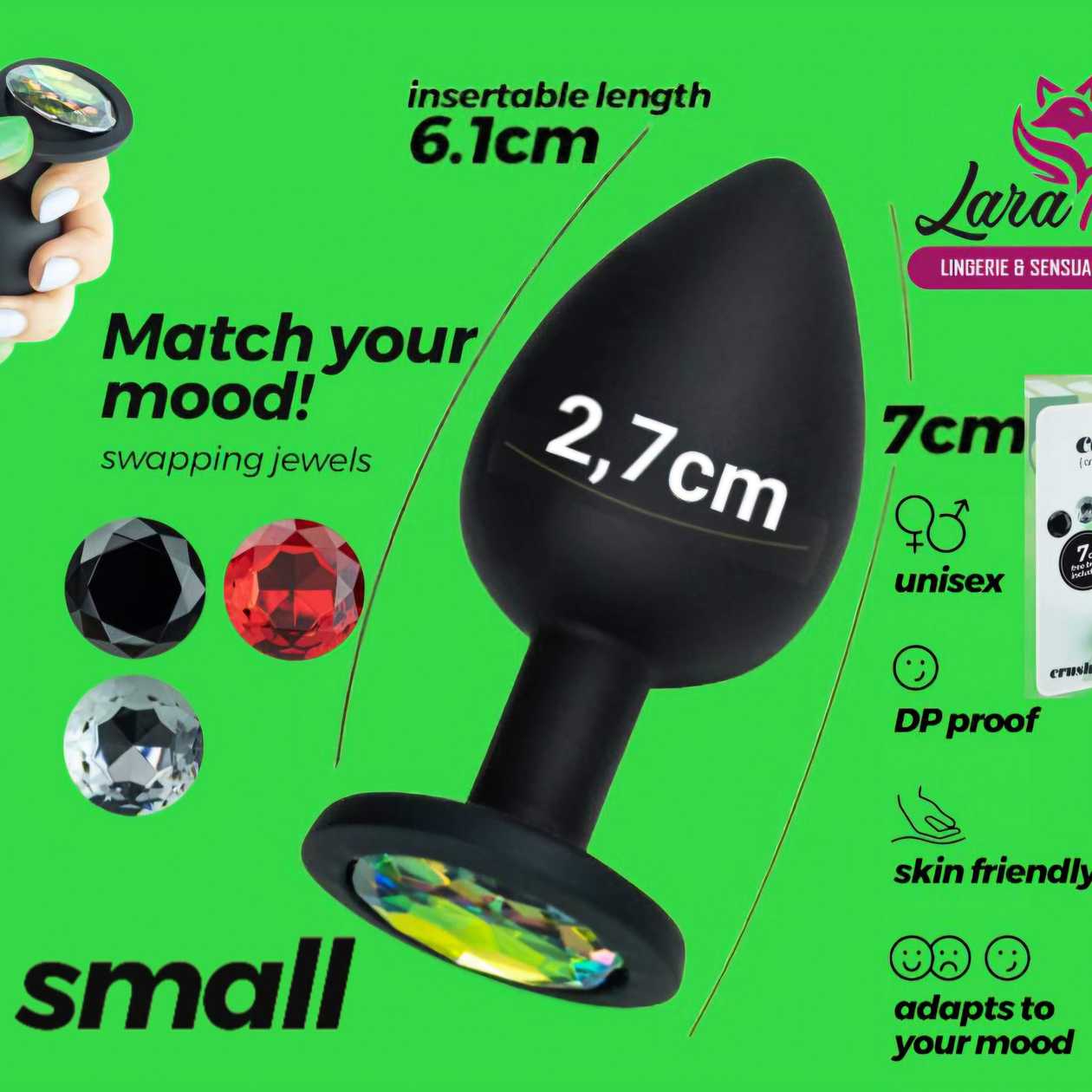 Plug Anal Pequeno com 4 Joias Intercambiáveis