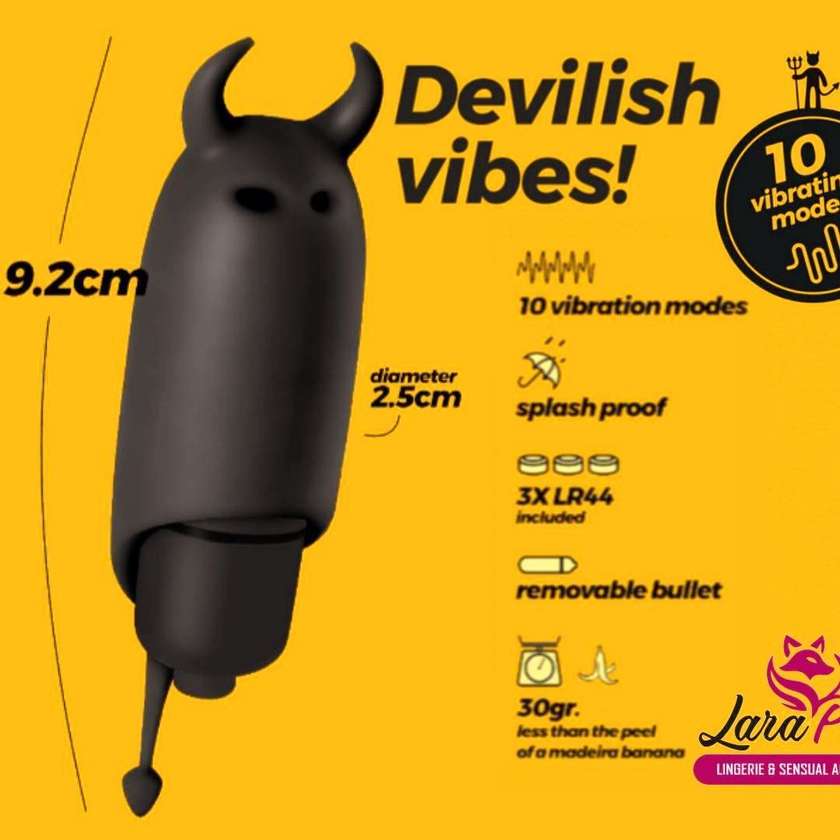 O-pet Diabo com Bala de 10 Vibrações Preto