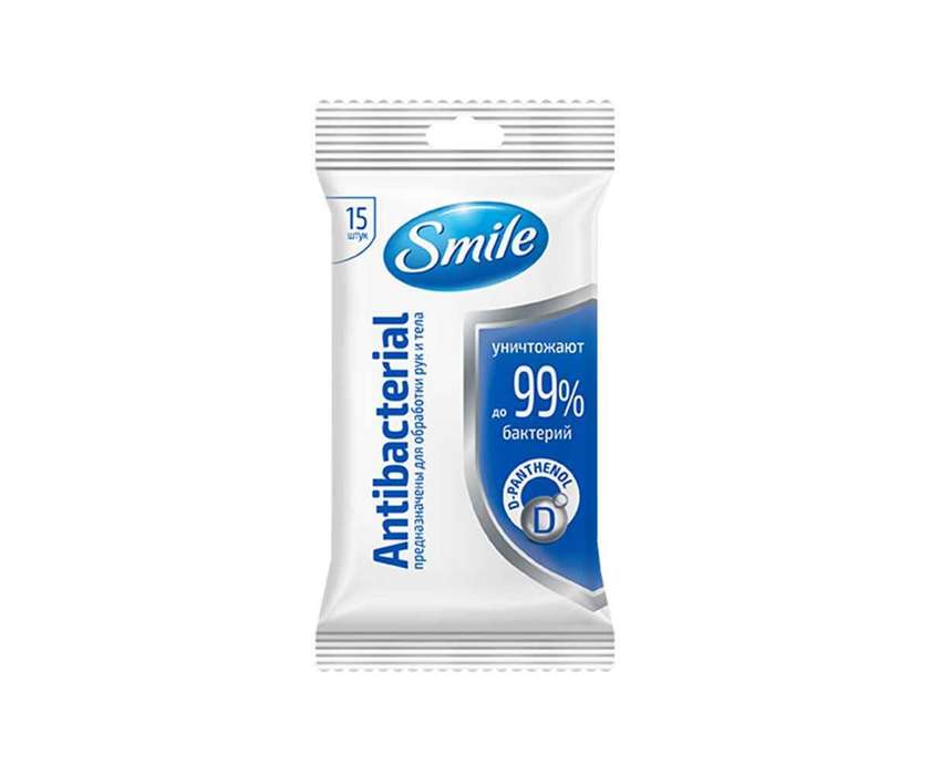 Smile Antibacterial Wet Wipes D-Panthenol 15 pcs