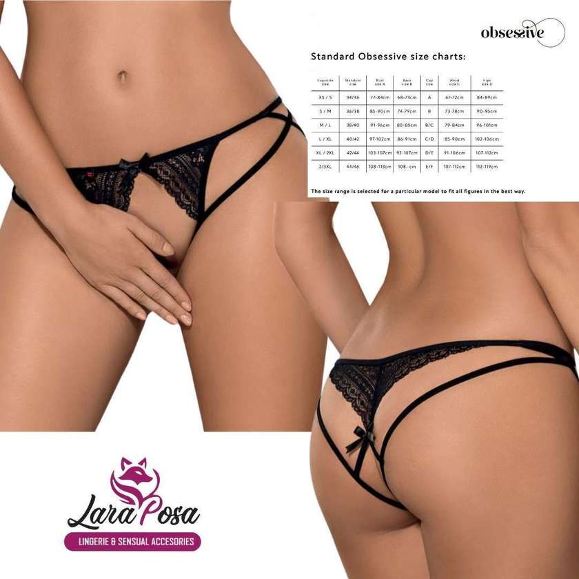 Picantina Crotchless Thong Preto (L/XL)