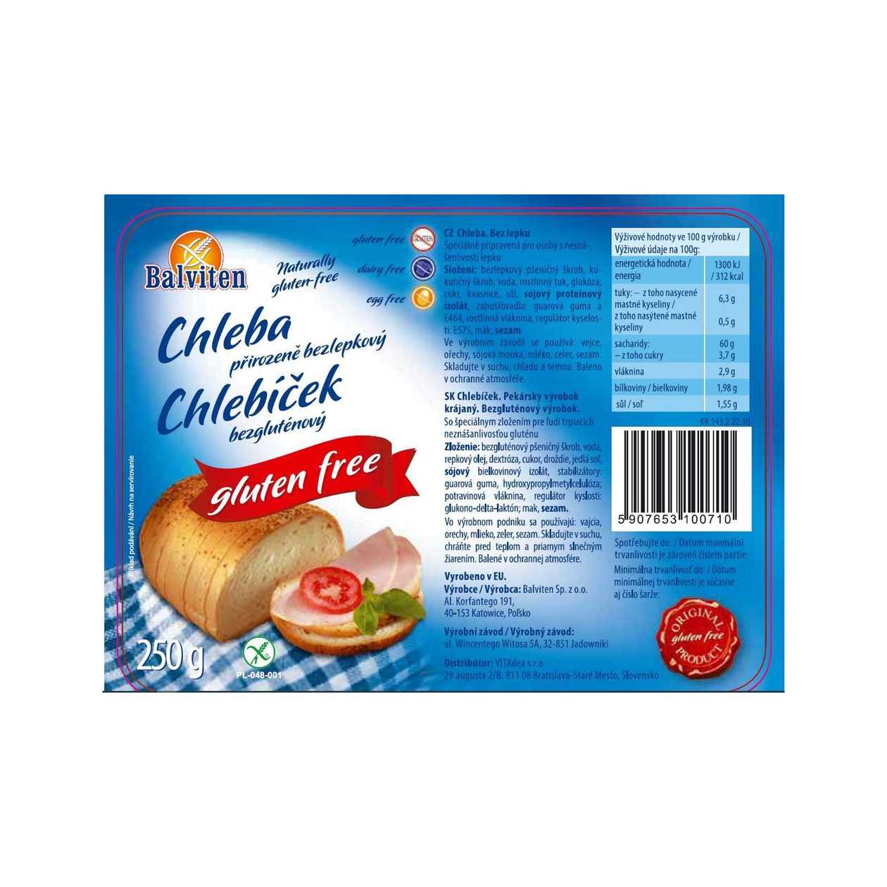 VITADEA bread (gluten-free) sandwich 250g