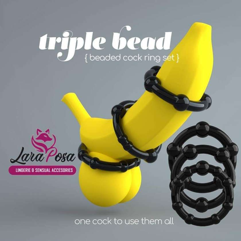 Set de Anéis Penianos Triple Bead Pretos