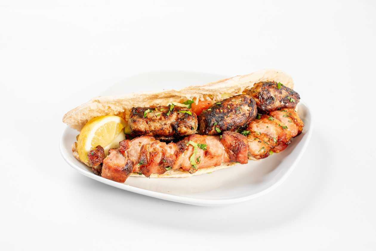 Pork Souvlaki & Sheftalia Cypriot Pita