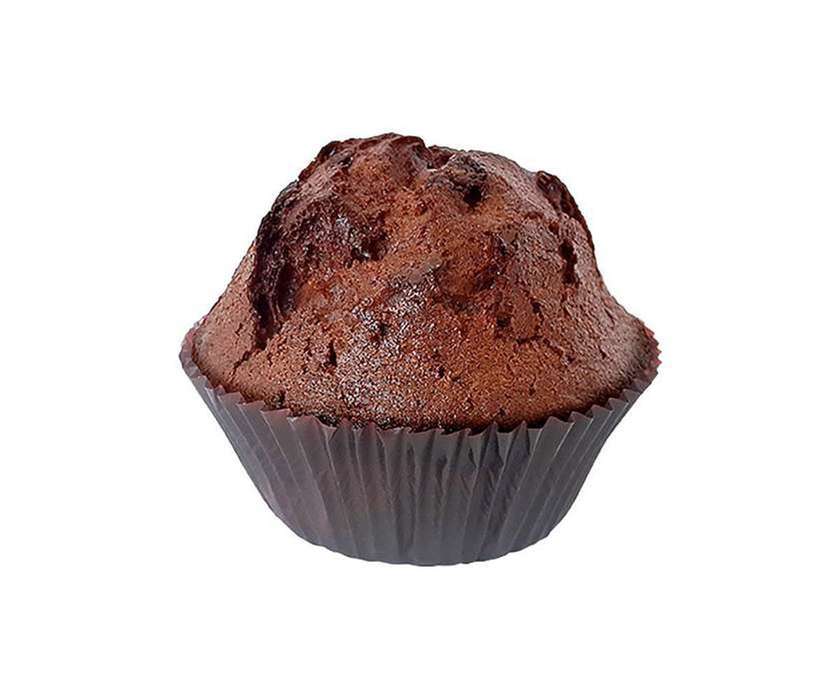 Chocolate muffin with plombir ice cream