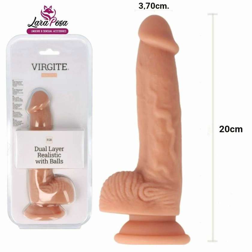 Dildo de Camada Dupla com Bolas (20 cm)