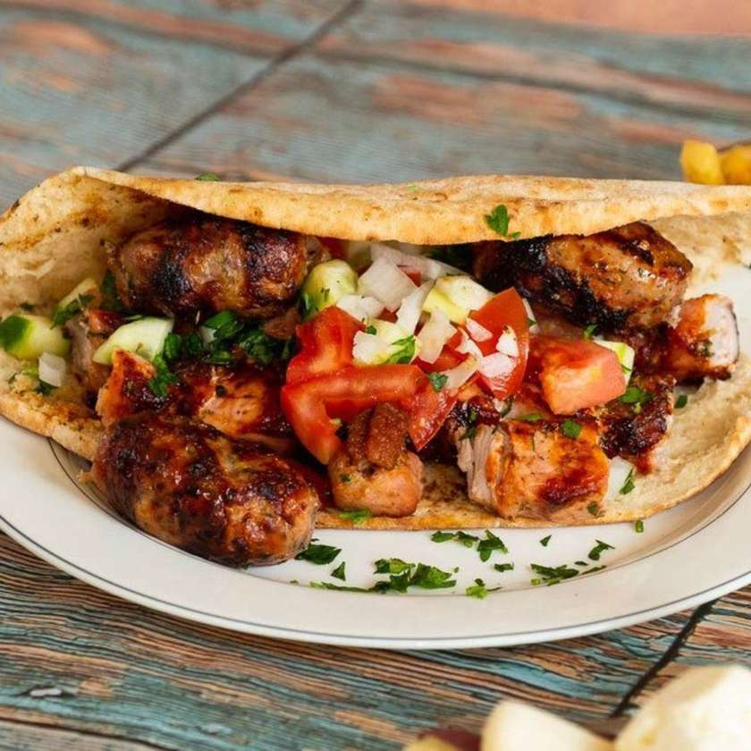 Mix Pork Souvlaki In Cypriot Pita
