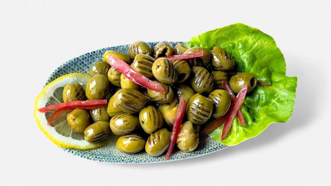Grilled olives