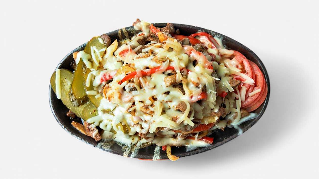 Beef Philadelphia on pan