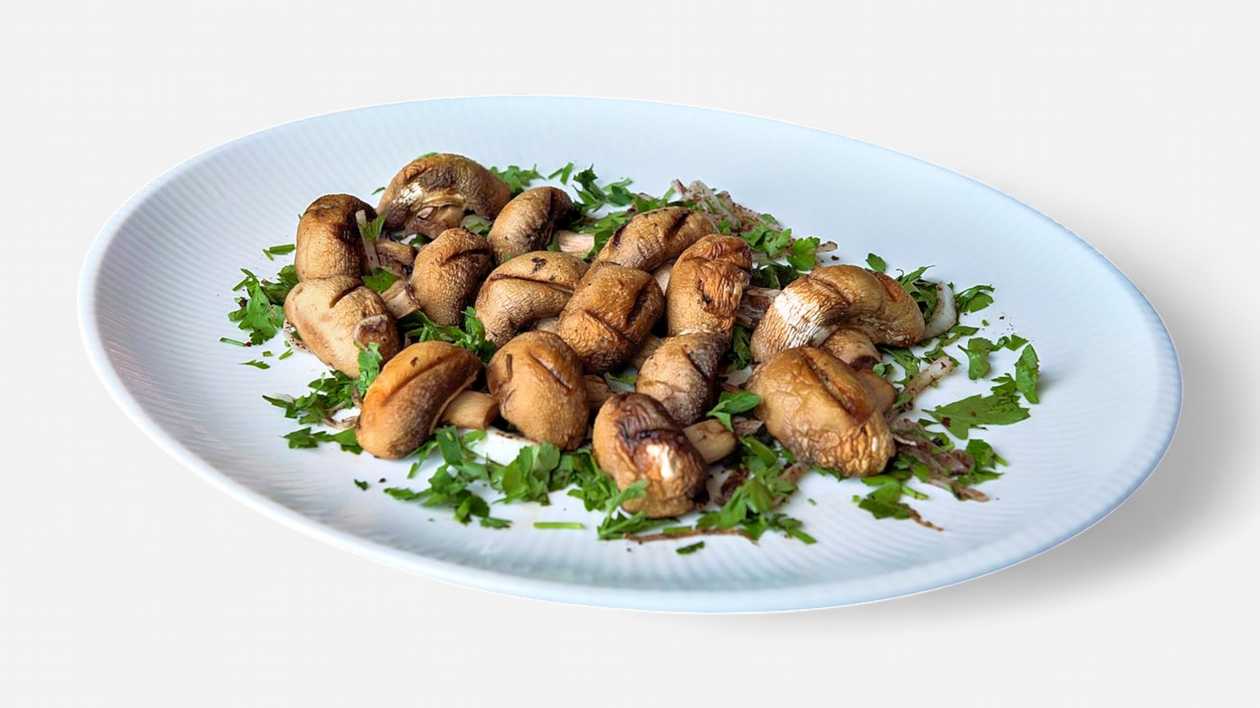 Ember grilled mushrooms