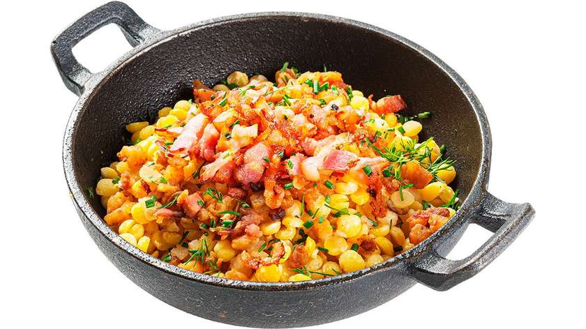 Peas with cracklings
