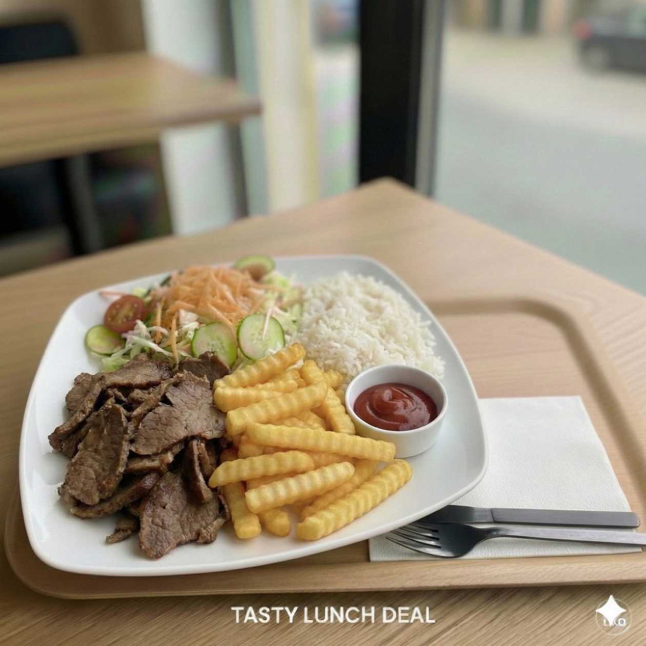 Teľací kebab tanier