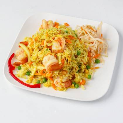 Fried Rice with Vegetables and Tiger Shrimps