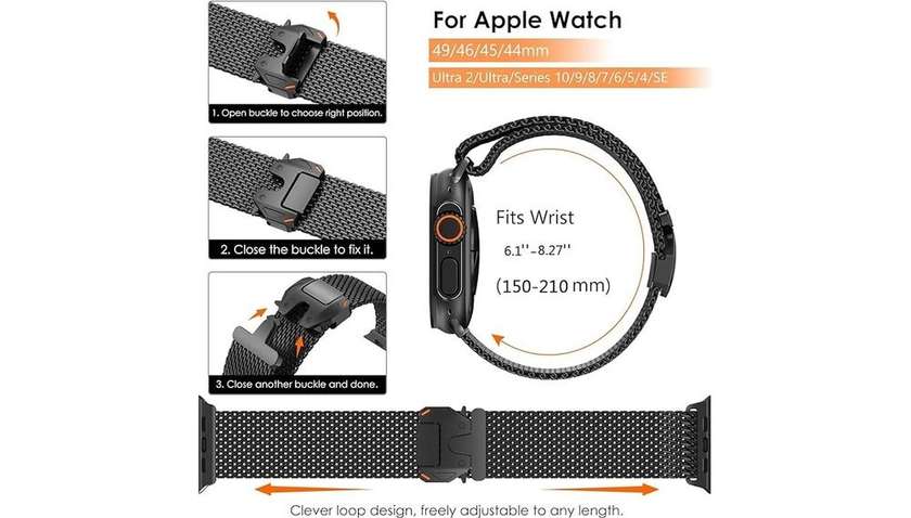 Apple Watch Milanese Strap (Black) - 42/44/45/46/49mm