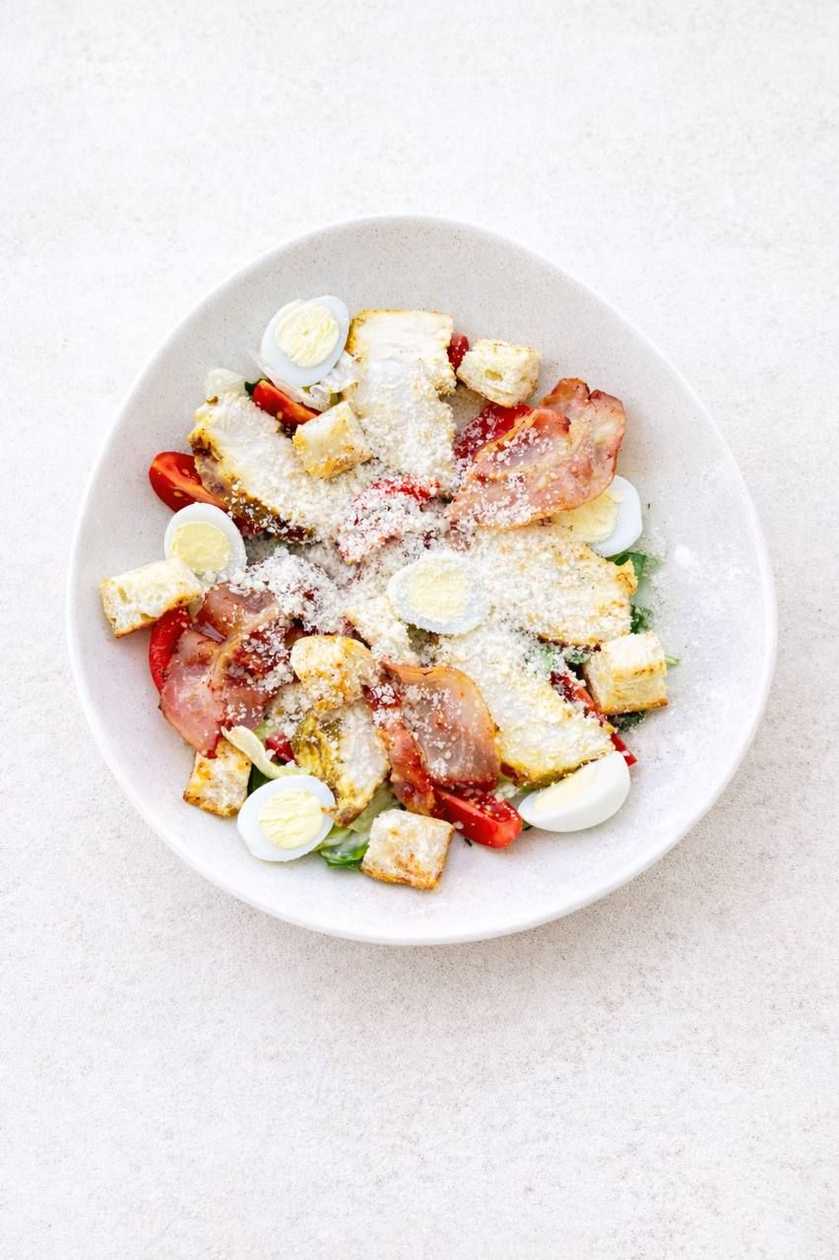 Caesar Salad with Chicken and Bacon