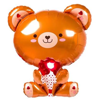 TEDDY WITH ROSE Foil Balloon, 51 x 48cm
